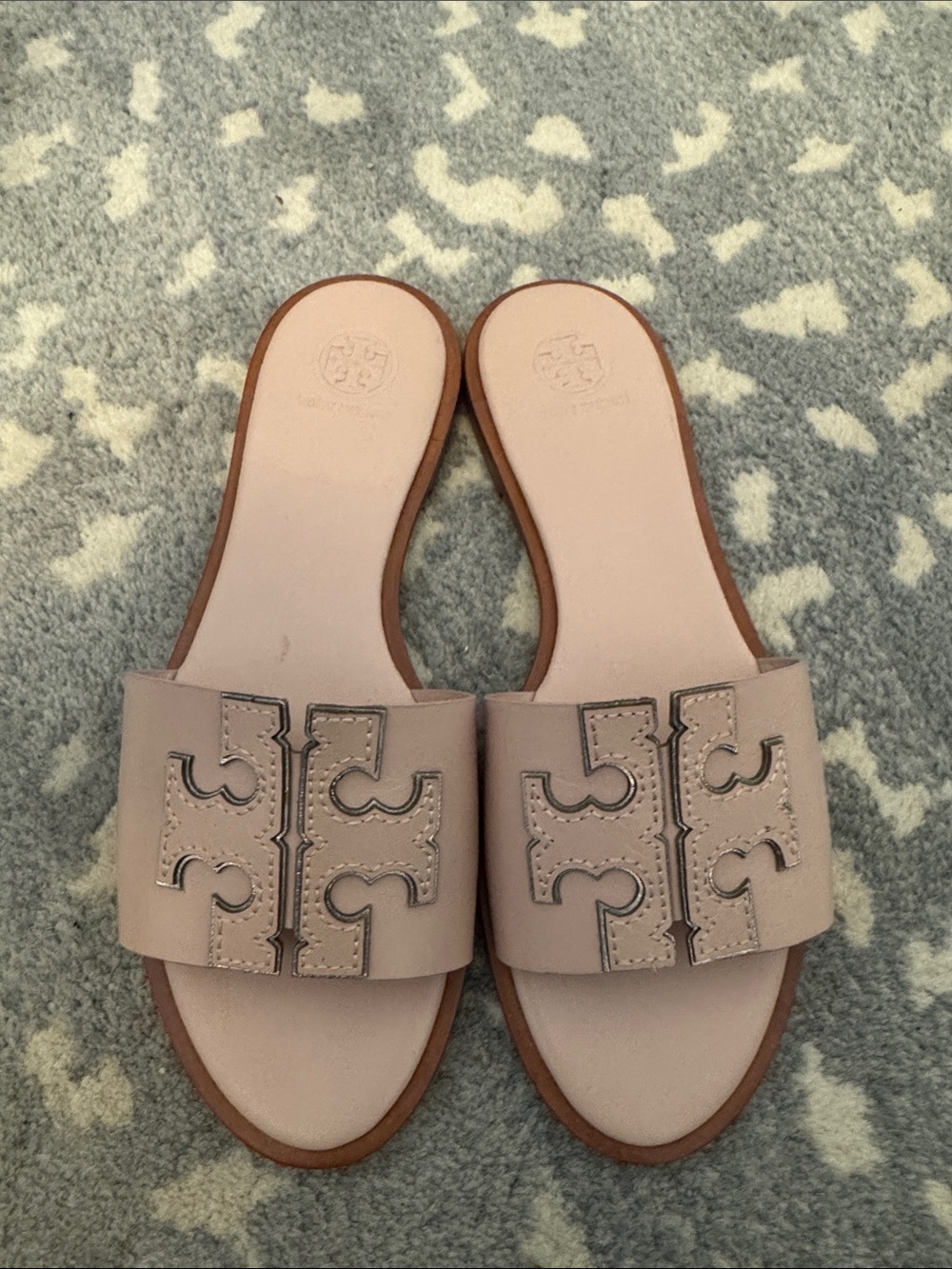 Women’s Tory Burch Nude Pink Leather Slide Sandals, 7.5